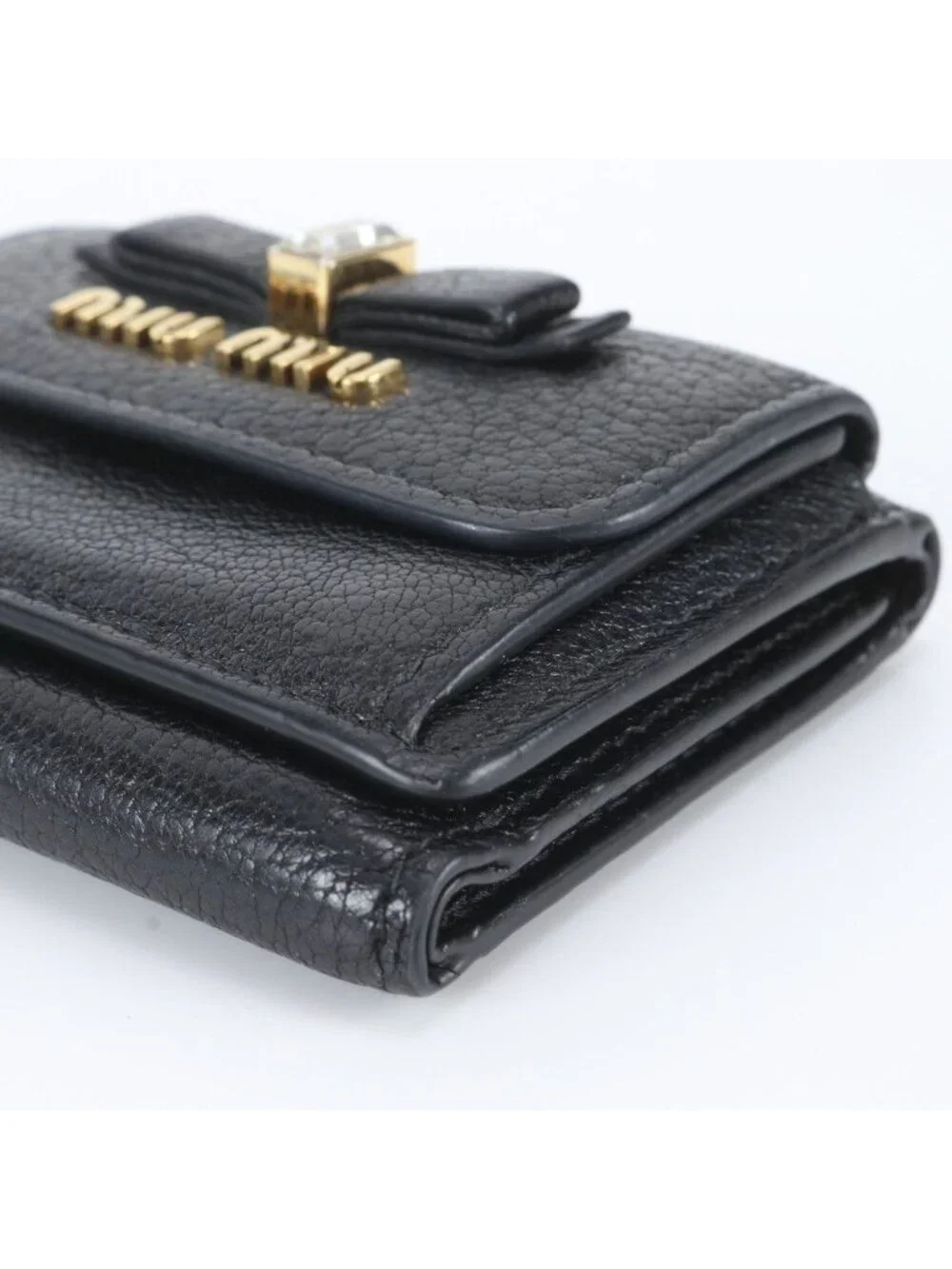 Miu Miu Included Leather Trifold Wallet Black